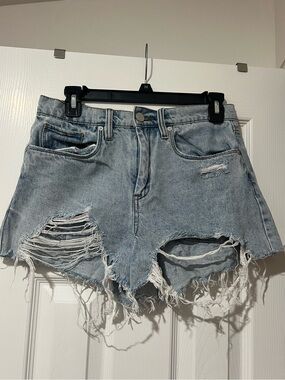 Blank NYC Light Blue Vintage High-Rise Distressed Denim Shorts